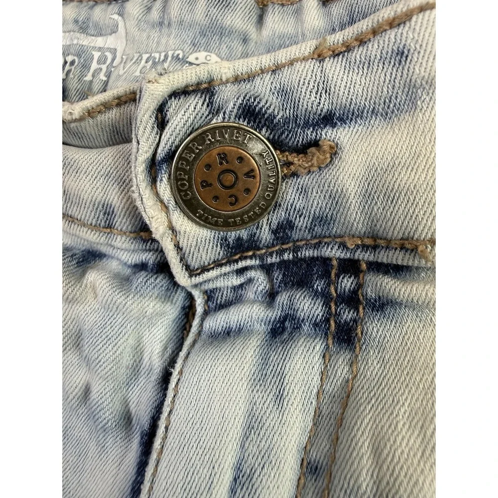Copper Rivet Jeans Mens 34x32 Blue Paint Splatter Distressed Slim Fit Stone Wash - Picture 7 of 12